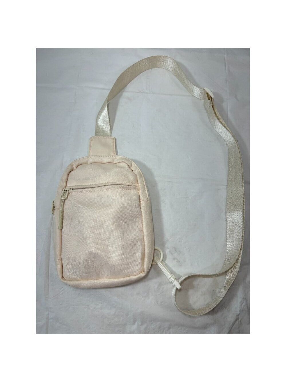 Women’s Nylon Crossbody Sling Bag Purse with Front Wallet Pocket Cream Off White